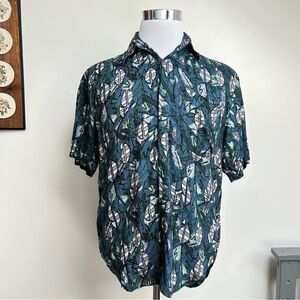 Vintage Spun Rayon Abstract Print Hawaiian Shirt